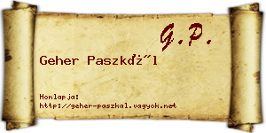 Geher Paszkál névjegykártya